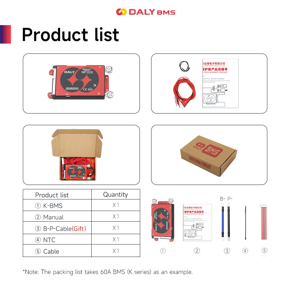 Daly BMS Lifepo4 4S 12V with NTC 4S BMS Protection Circuit 20A 40A 60A 100A 150A 200A  12V 24V 36V 48V 60V 72V BMS Battery