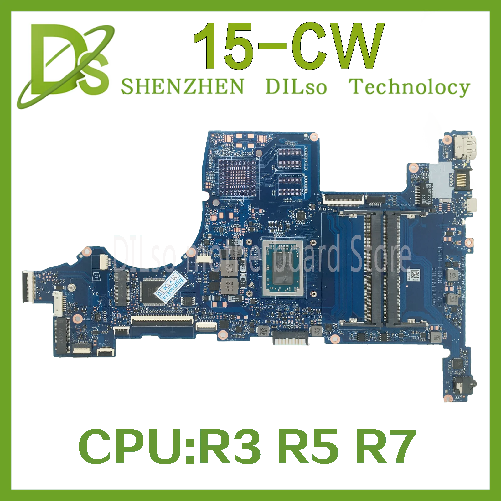 

KEFU DAG7BJMB8C0 15-CW Mainboard For HP Pavillion 15-CW TPN-Q210 Laptop Motherboard With R3 R5 R7 AMD CPU DDR4 100% Working