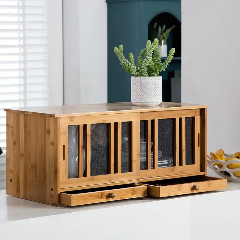 خزائن المطبخ الخشبية الصلبة الاسكندنافية لخزانة أثاث المطبخ خزانة جانبية منزلية راقية قابلة للتنفس لسطح المكتب