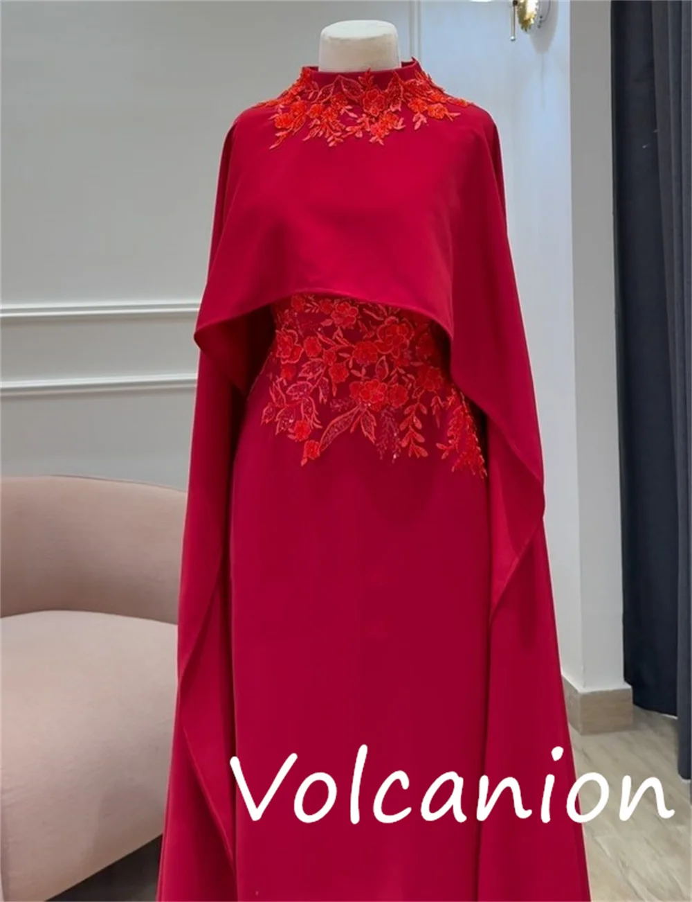 Robe longue trapèze plissée à fleurs, en Jersey, à la mode, col haut, sur mesure, qualité d'occasion, Sexy
