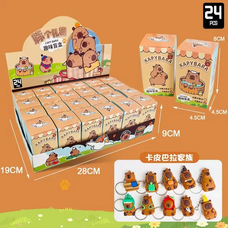 Stok 24pcs Gantungan Kunci Blind Box Capybara Figur Beruang Lucu Kotak Misteri Boneka Liontin Grosir Dekorasi Tas Ransel