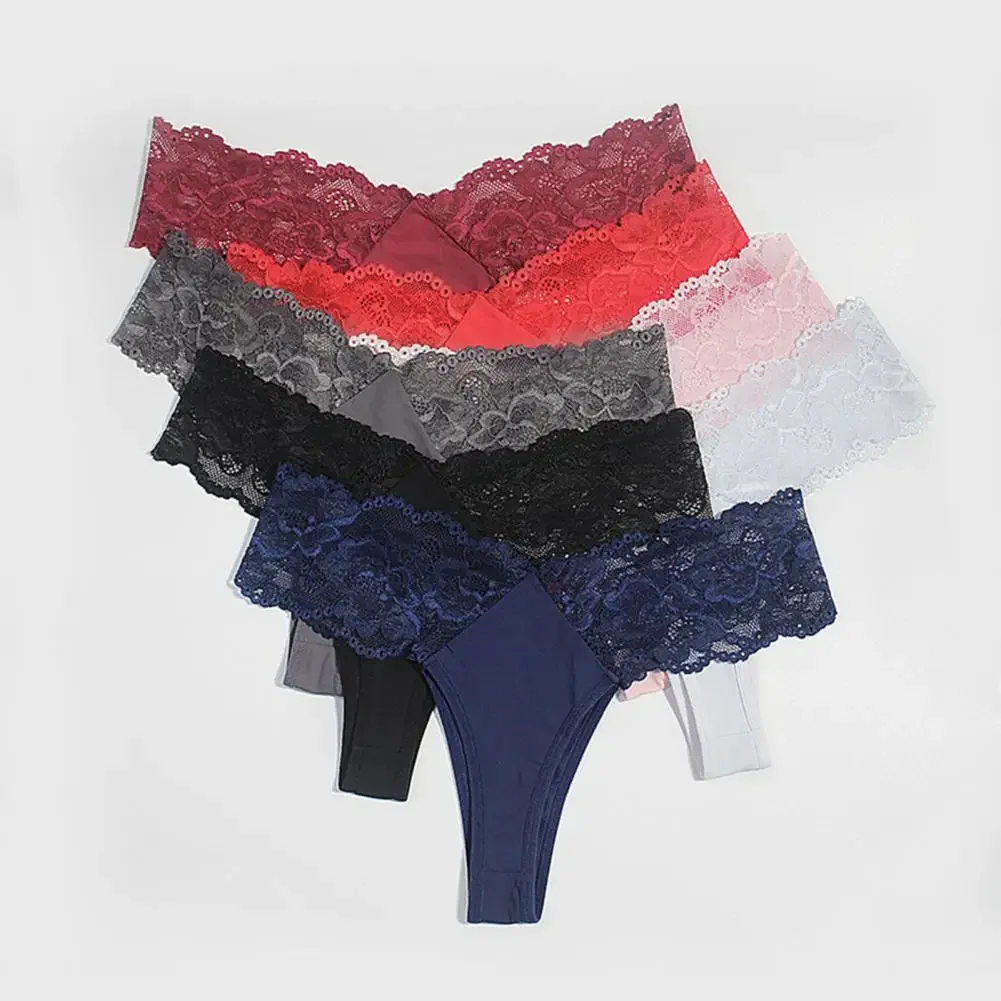 

Women Underpants Breathable Lace Triangle Shape Panties See-through Hollow Out Flower Embroidery Thin Lady Briefs For Inner Wear