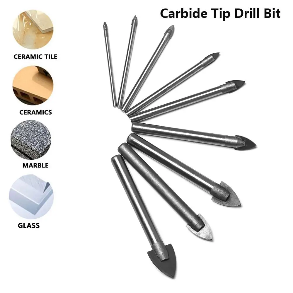 Profissional Cerâmica Carboneto De Tungstênio Ponta, Broca De Vidro, Triângulo Brocas, Ferramentas de Corte, Acessórios Da Ferramenta Elétrica, Cor Prata, 1Pc