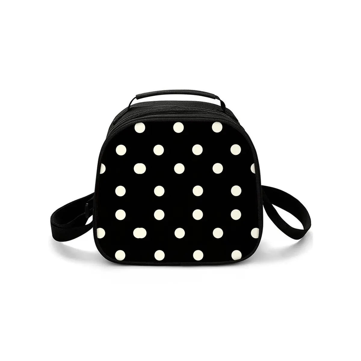 Isolierte Lunchtasche mit Polka-Dots-Print und Schultergurt, umweltfreundlich, wasserdicht, Thermokühler, wiederverwendbar, für Studenten, Bento-Lebensmittel