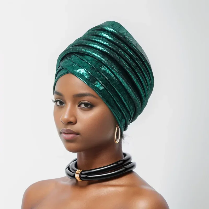 

African Women's Turban Cap Nigeria Female Head Wraps Already Made Auto Gele Headtie Muslim Headwear Party Headpiece