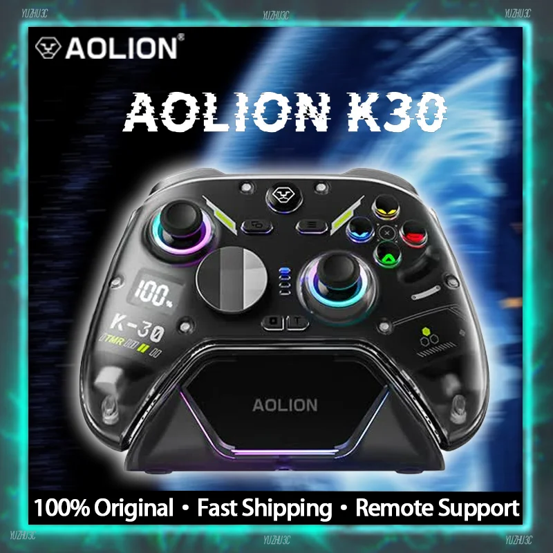 

Беспроводной игровой контроллер AOLION K30 с джойстиком и триггерами Hall, 6-осевым гироскопом, программируемыми макросами ABXY, сменными кнопками и двойной вибрацией для ПК и Steam