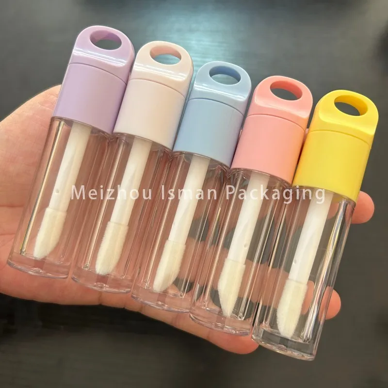 50Pcs New Special Design Thick Brush Clear Foot Shaped Solid lid Empty Plastic lip Gloss Tube Packaging With Big Wand 7ml