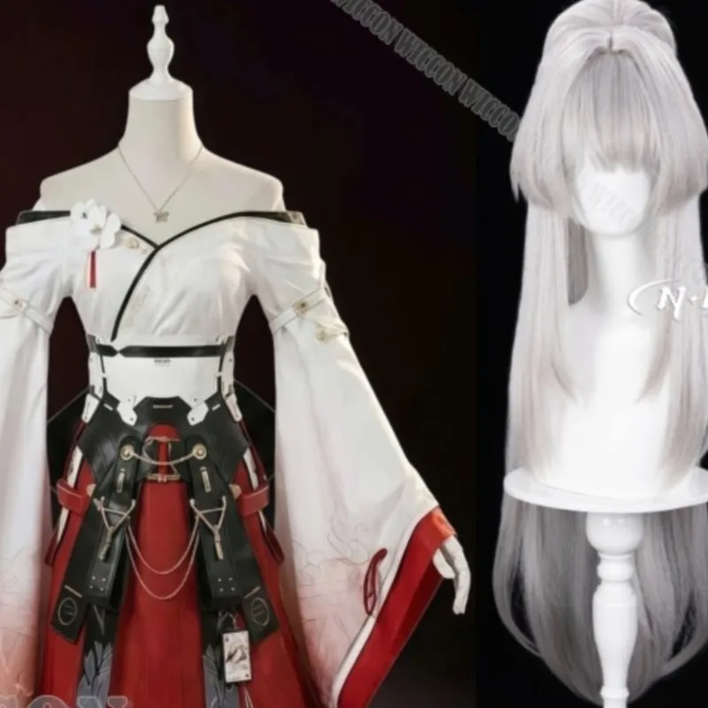 Hiyuki Game Wuthering Waves Cosplay Costume White Red Dress Headwear Cute Kawaii Woman Cos Fashion Halloween Comic Con Festival