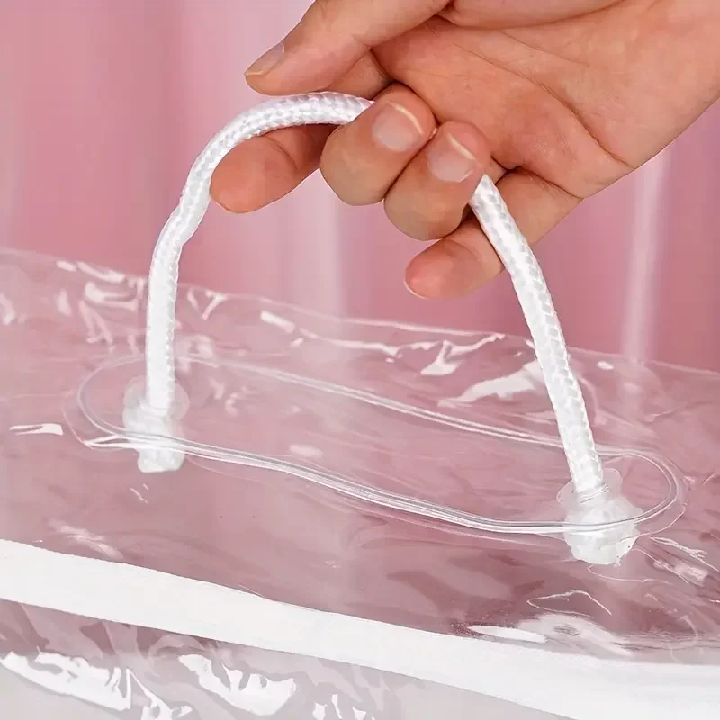 2pcs Transparent PVC Packaging Bags with Handles Portable Bedding Blanket Packaging Pillowcase Dustproof Waterproof Storage Bag