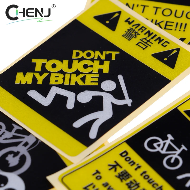 DONT TOUCH MY BIKE Bicycle Decorative Yellow Warning Sticker Waterproof Decorative Cycling Accessories