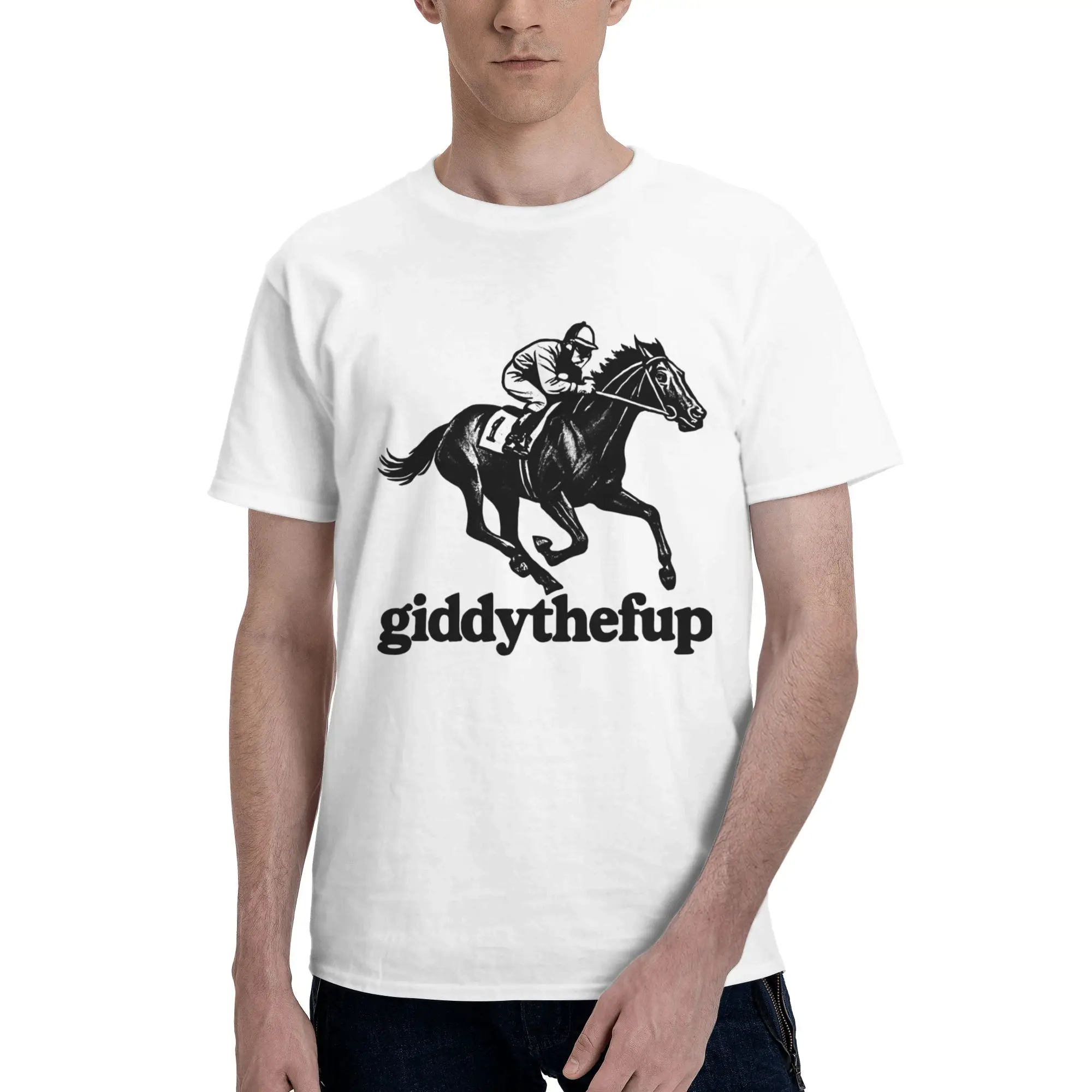 Derby Day Giddy Up Funny Derby Gear  Men T Shirt race horse giddy the f up Unique Tees Short Sleeve Crew Neck T-Shirt