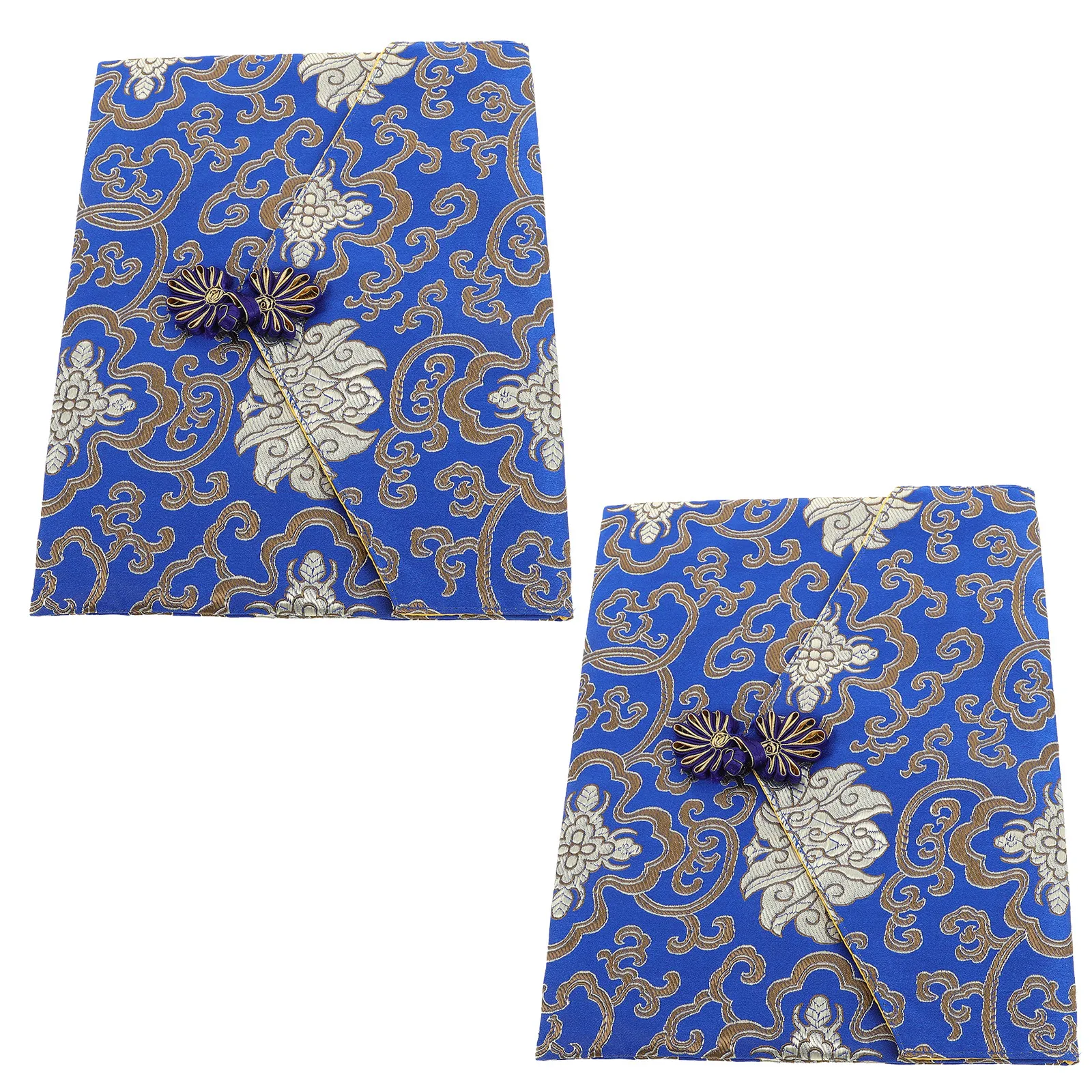 

2Pcs Rectangular Chinese Style Brocade Buddhist Scriptures Pouch Jewelry Organizer Bag Travel Bead Storage Multifunctional Pouch