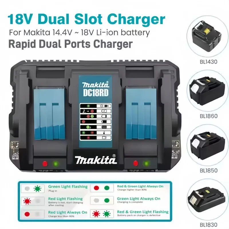 

Makita Original Li-ion Battery Charger Quick Charge 18V 14.4V Power Tools Portable Charger US/EU Plug for BL1415 BL1815 BL1830