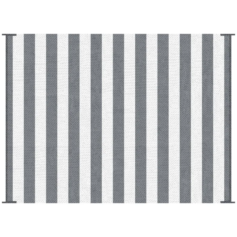 

9' x 12' RV Outdoor Rugs RV Outdoor Carpet with Carrying Bag Gray White Striped