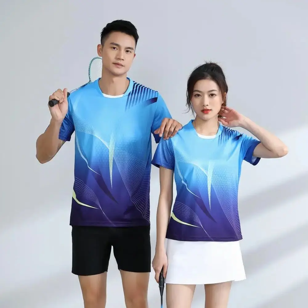 2024 Men Women Badminton T-Shirt New Table Tennis Jerseys Short Sleeve Breathable Tennis Shirt Summer Ping-pong Fitness Clothes