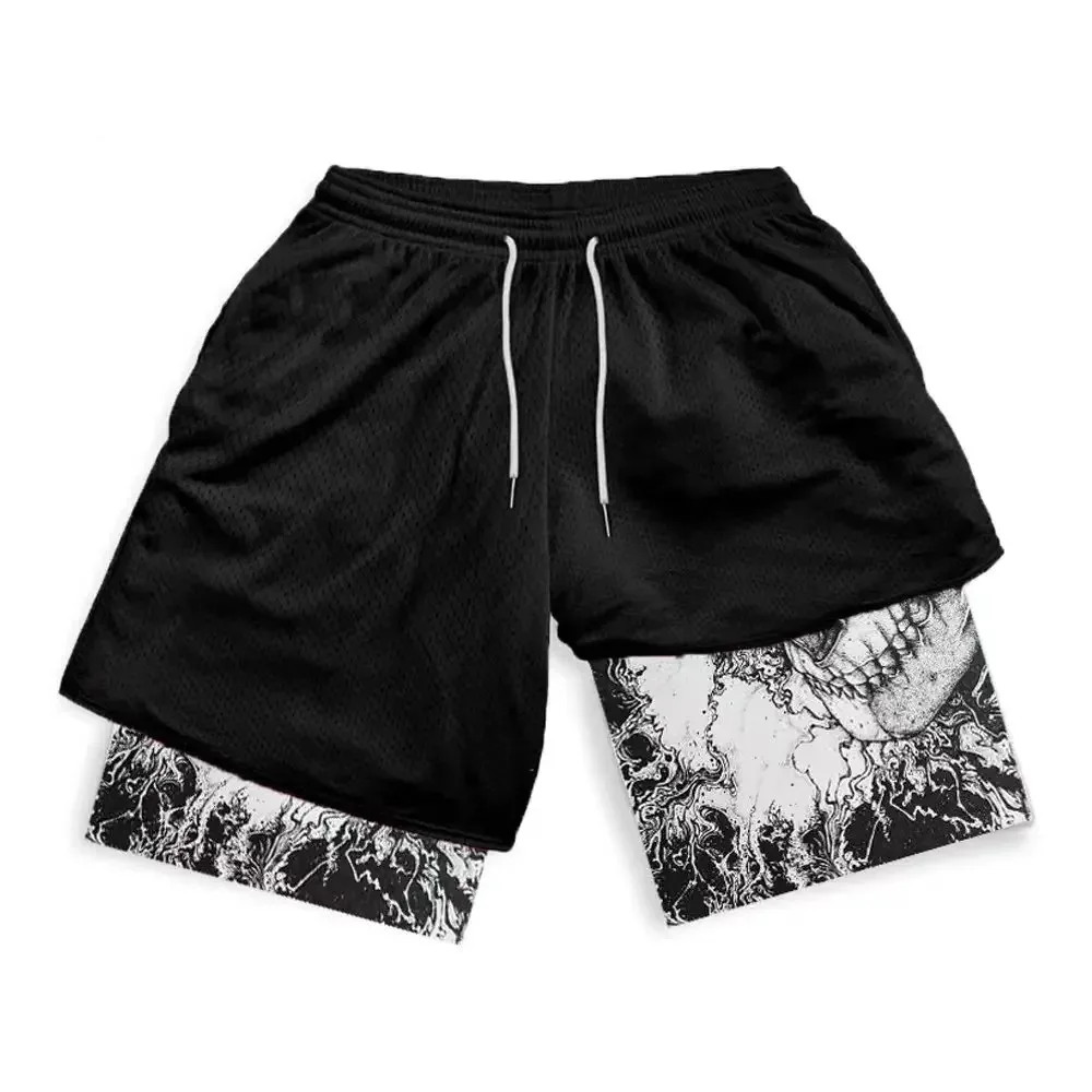 Running Shorts Men\'s Fitness Gym Training Sports Shorts Quick Dry Workout Gym Sports Jogging Double Layer Summer Men\'s Shorts