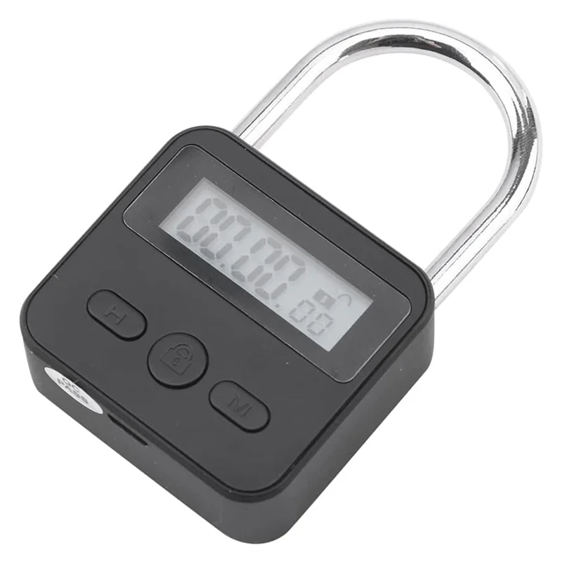 

Metal Timer Lock Black Alloy 99 Hours Max Timing USB Rechargeable LCD Display Multi-Function Electronic Timer Lock-Y41A