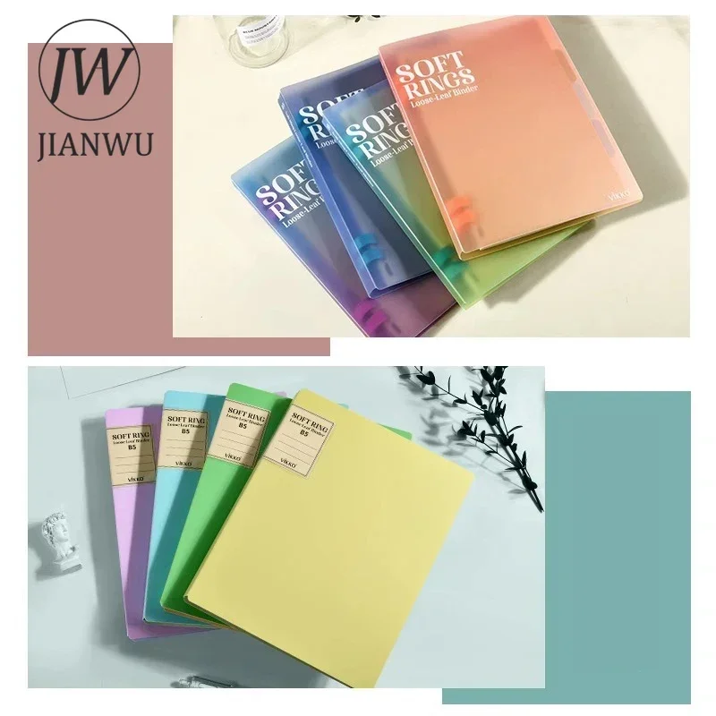 JIANWU 90 Sheets/book Soft Silicone Ring Loose-leaf Binder Notebook A5/B5 Creative DIY Student Supplies Stationery