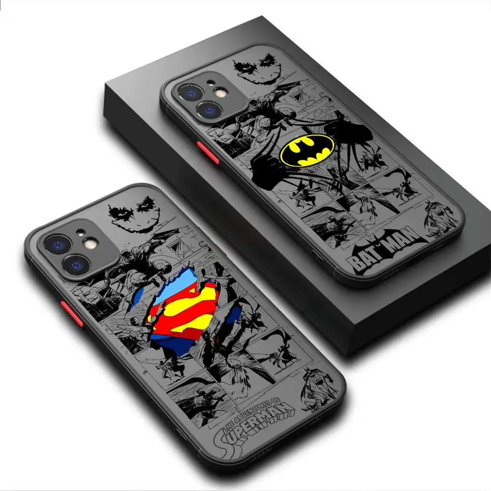 B-Batman Spider S-Superman logo Phone Case for Apple iPhone 11 15 Pro Max 13 14 Plus 12 Mini 15 Pro XR 8 SE 7 6S XS MAX Cover