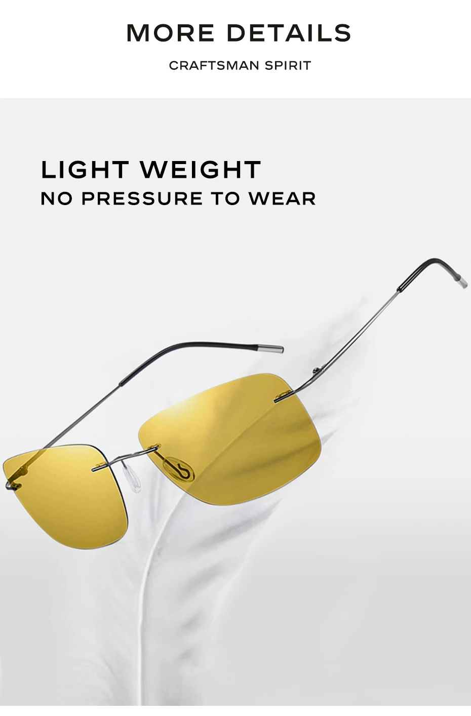 CAPONI Square Herren Sonnenbrille Nachtsicht photo chrome randlose Sonnenbrille hochwertige klassische Design UV400 Brille bsys7467 – Detail 7