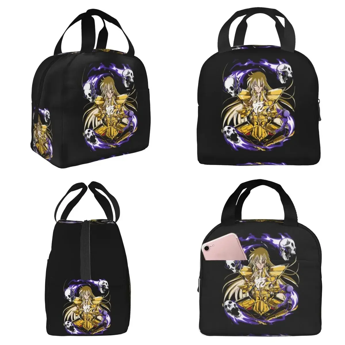 Knights Of The Zodiac Saint Seiya Insulated Lunch Bag for Kids School Cooler Thermal Food Box Tote Lunch Boxes Container