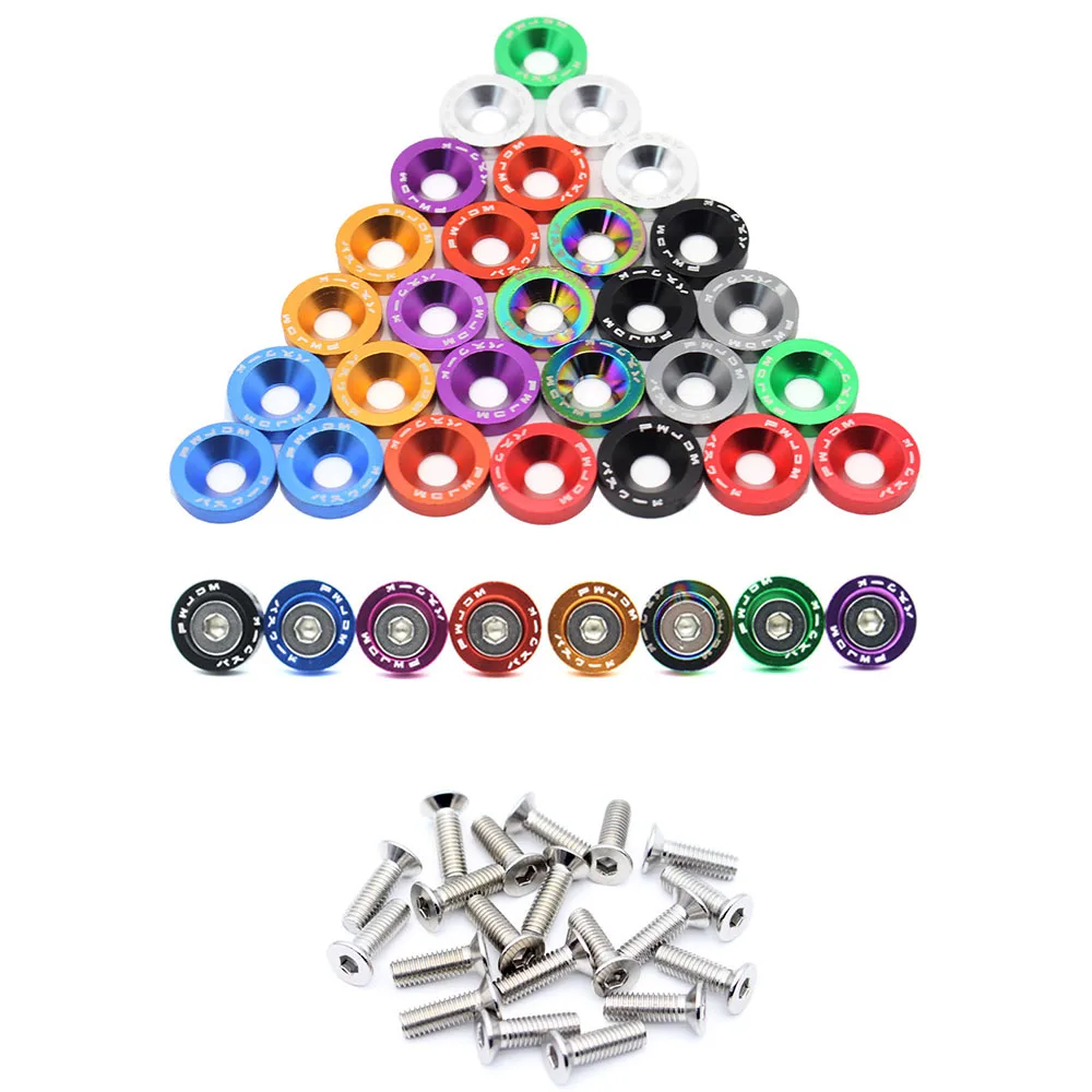 10PCS/Lot Car Aluminum Washer M6 Colourful Anodized Countersunk Head Bolt Washers Gasket JDM Racing for Honda BMW Toyota Nissan