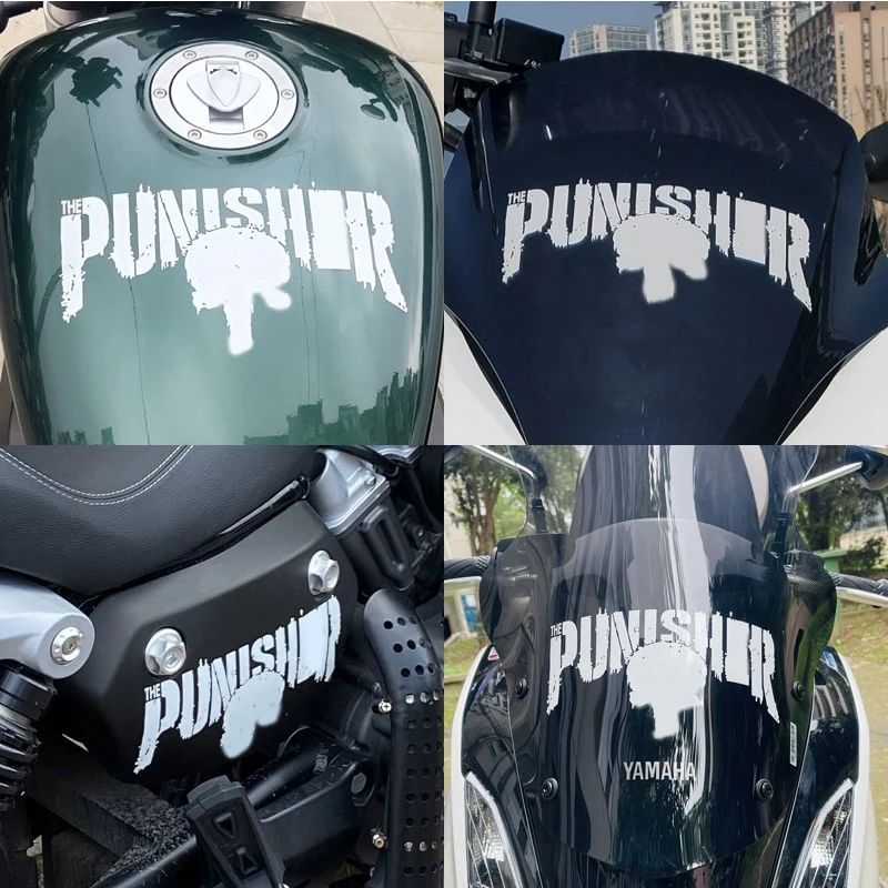 

Punisher Reflective Helmet MotorcycleTank Decals Stickers Decorative Accessories Creative Waterproof PVC 22cm*11cm