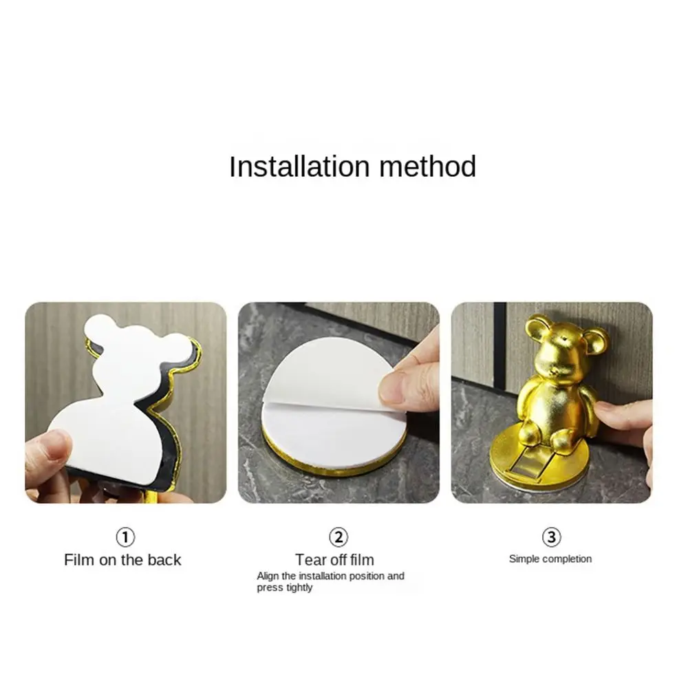 Mute Magnetic Bear Door Stopper Force Paste Anti-collision Door Suction Punch-free Bumper Door Stop Door Rear