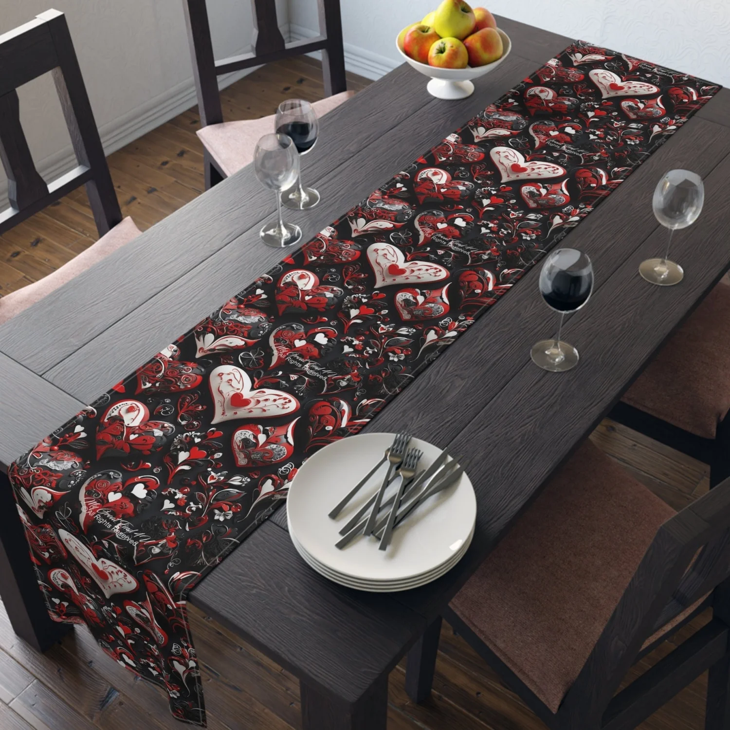 

Valentine's Day Heart Table Runner - Elegant Dining Room Decor,Holiday Festive Home Dining Table Decor