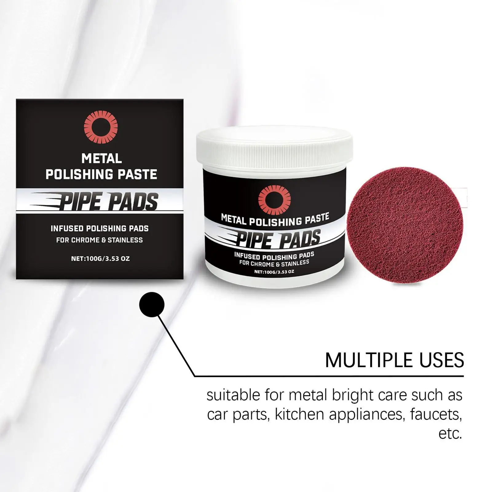 100g Metal Polishing Scratch Cleaner Remover Refurbishing Paste For Removes Oxidation Discoloration Brass Aluminum Pipes Exhaust