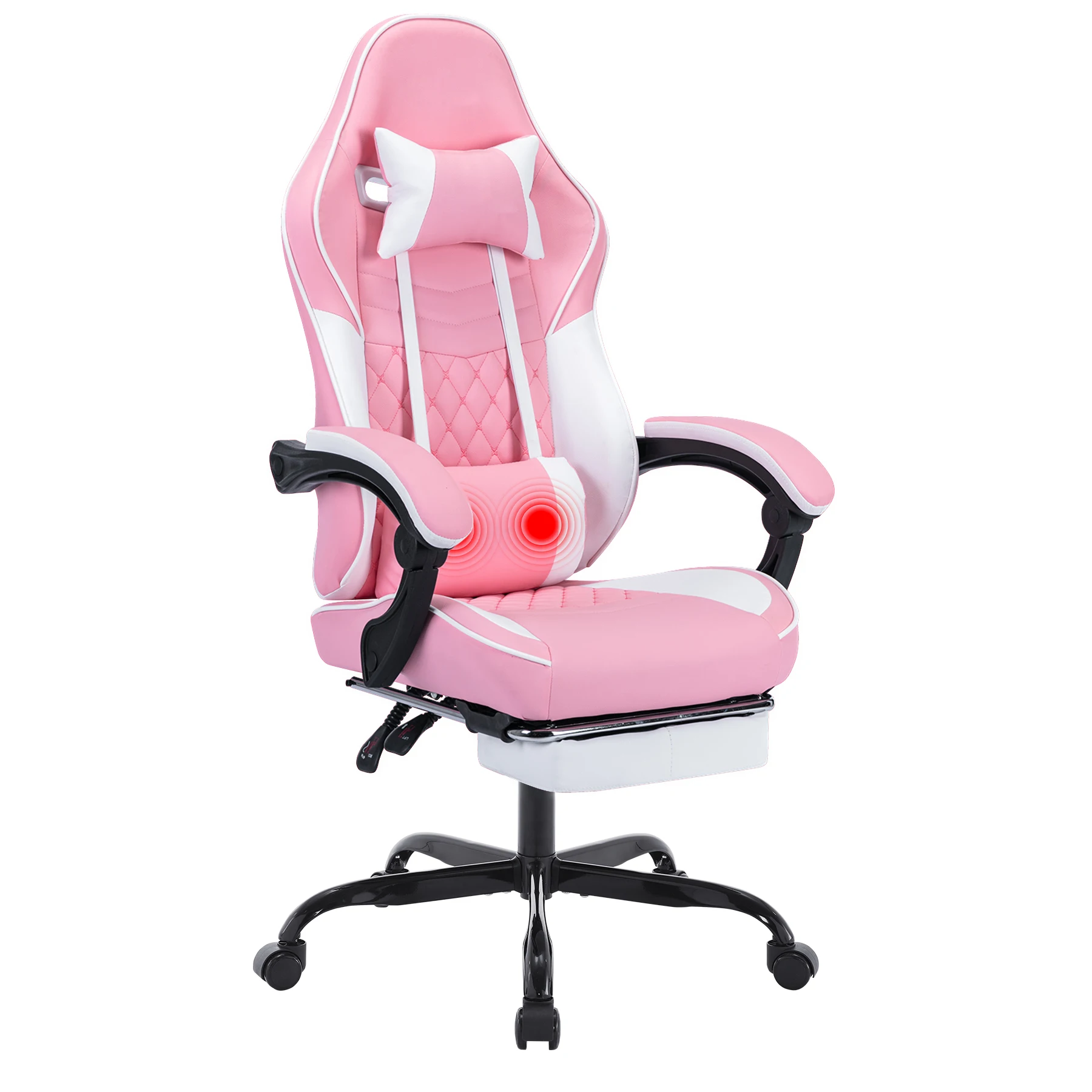 Ergonomic Leather Video Gamer Chairs Computer Gaming Chairs Massage Lumbar Support Footrest Adjustable Ergonomic Gaming Chair