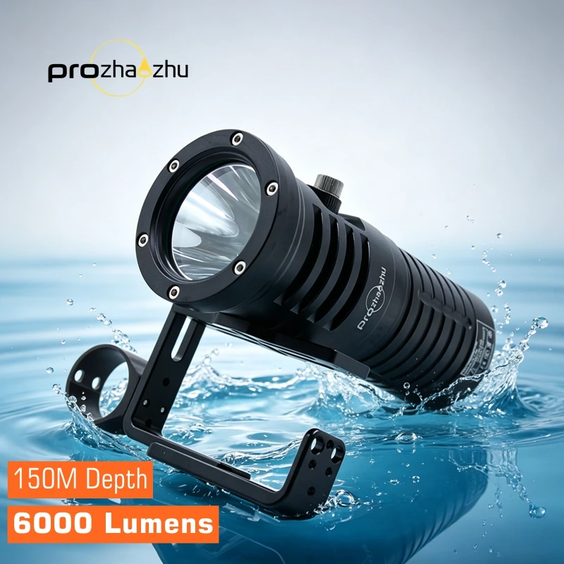PROZHAOZHU DL-D40M Technical Diving Light 6000 Lumen Tight-Beam 150M Underwater Scuba Exploration Torch