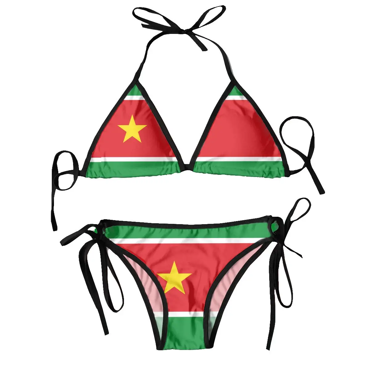 Womens Swimwear Two Piece Vacation Outfits 2024 Bikinis Sets Flag Of Guadeloupe