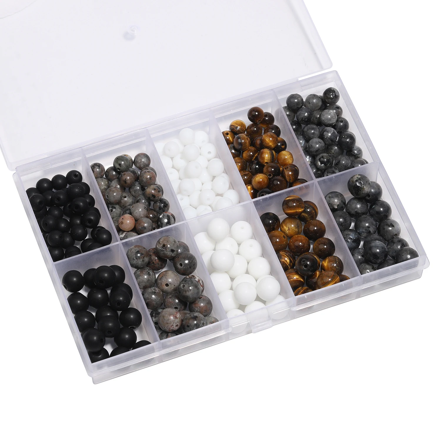 200pcs Kit di perline di pietra naturale occhio di tigre Kit di creazione di gioielli con perline di onice Set di fermagli magnetici cavo elastico per gli amanti bracciali fai da te