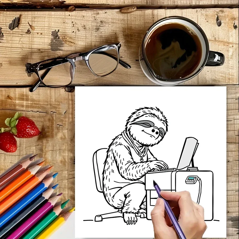 Libro para colorear de animales de oficina para adultos |   Libro para colorear de 28 páginas, material de dibujo para Navidad, Acción de Gracias