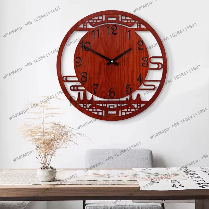 LJY Round Chinese Style Minimalist Wall Clock Luxury Art Decor Digital Aesthetic Wall Watch For Home Room Decoration