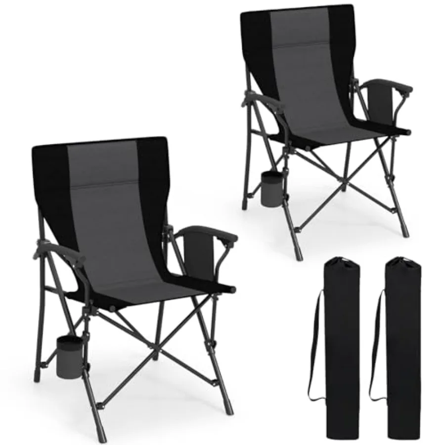 

Folding Camping Chair 350 LBS Portable Lawn Chair for Adults with Padded Armrests Cup Holder Side Pocket Lightweight Camp Chair