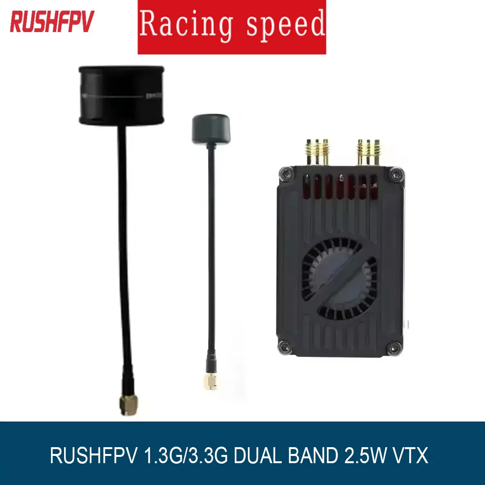 Original RUSHFPV 1.3G/3.3G DUAL BAND 2.5W VTX High Power Video Audio Transmitter with SMA Antenna for Long Range FPV Drone VTX