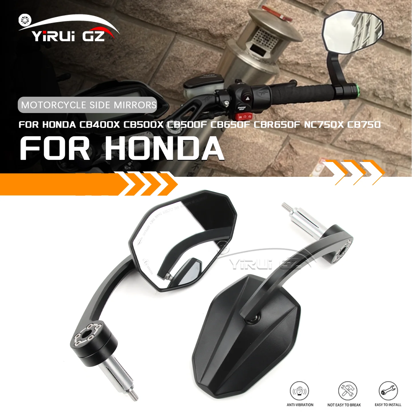 

Handlebar End Side Rearview Mirrors Wide Vision For Honda CB400X 500X CB500F 650F CBR650F NC750X CB750 Motorcycle Bar End Mirror