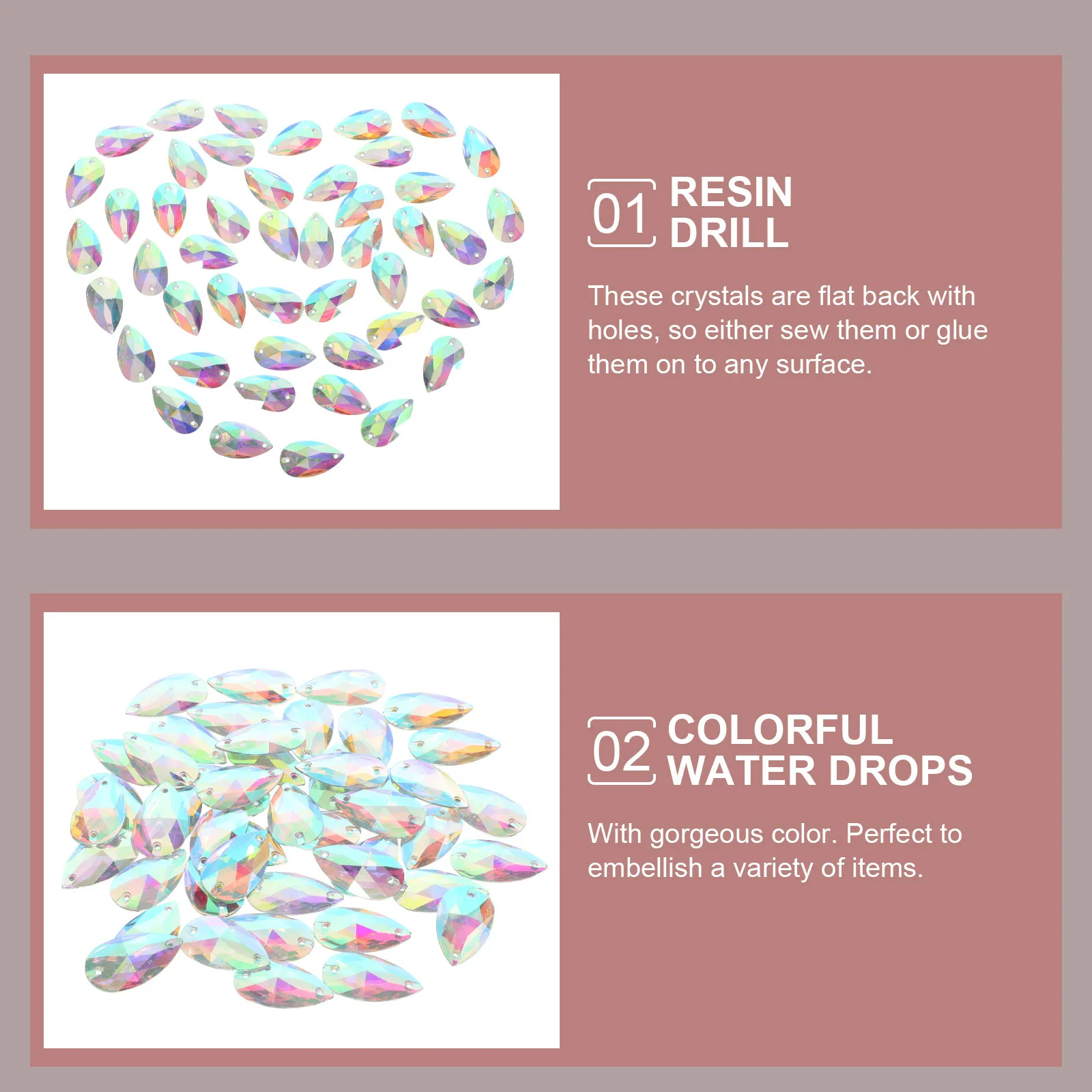 50개 눈물방울 모양 레진 라인스톤 플랫백 17x28mm 바느질 접착 크리스탈 의상 장식용 레진 라인스톤 플랫백
