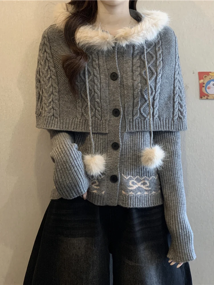 

Вязаный свитер-накидка Ele Long Sve для женщин, весенняя модная верхняя одежда, повседневный деловой домашний костюм, утепленный