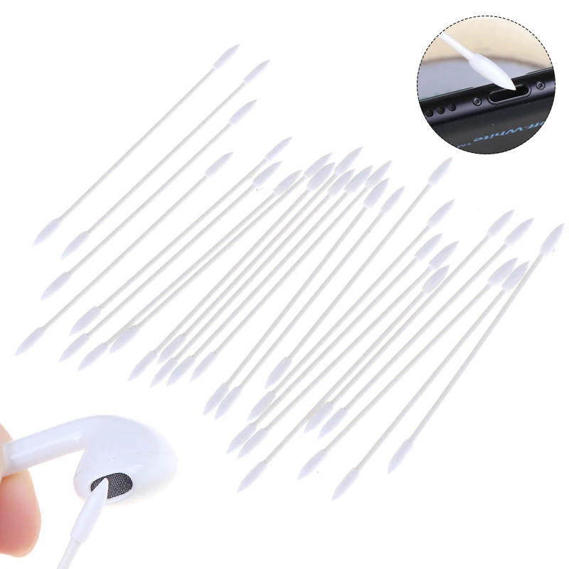 50pcs/set Dust Free Disposable Cleaning Swab Cotton Stick For AirPods Earphone Headphone Phone Charge Port Accessories