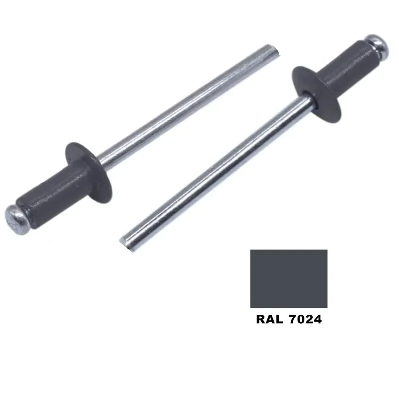 50PCS RAL7024 Gray Lacquered Pop Blind Rivets Aluminium Steel Painted Rivets Colored Blind Rivet Home Diy Fastener Tool