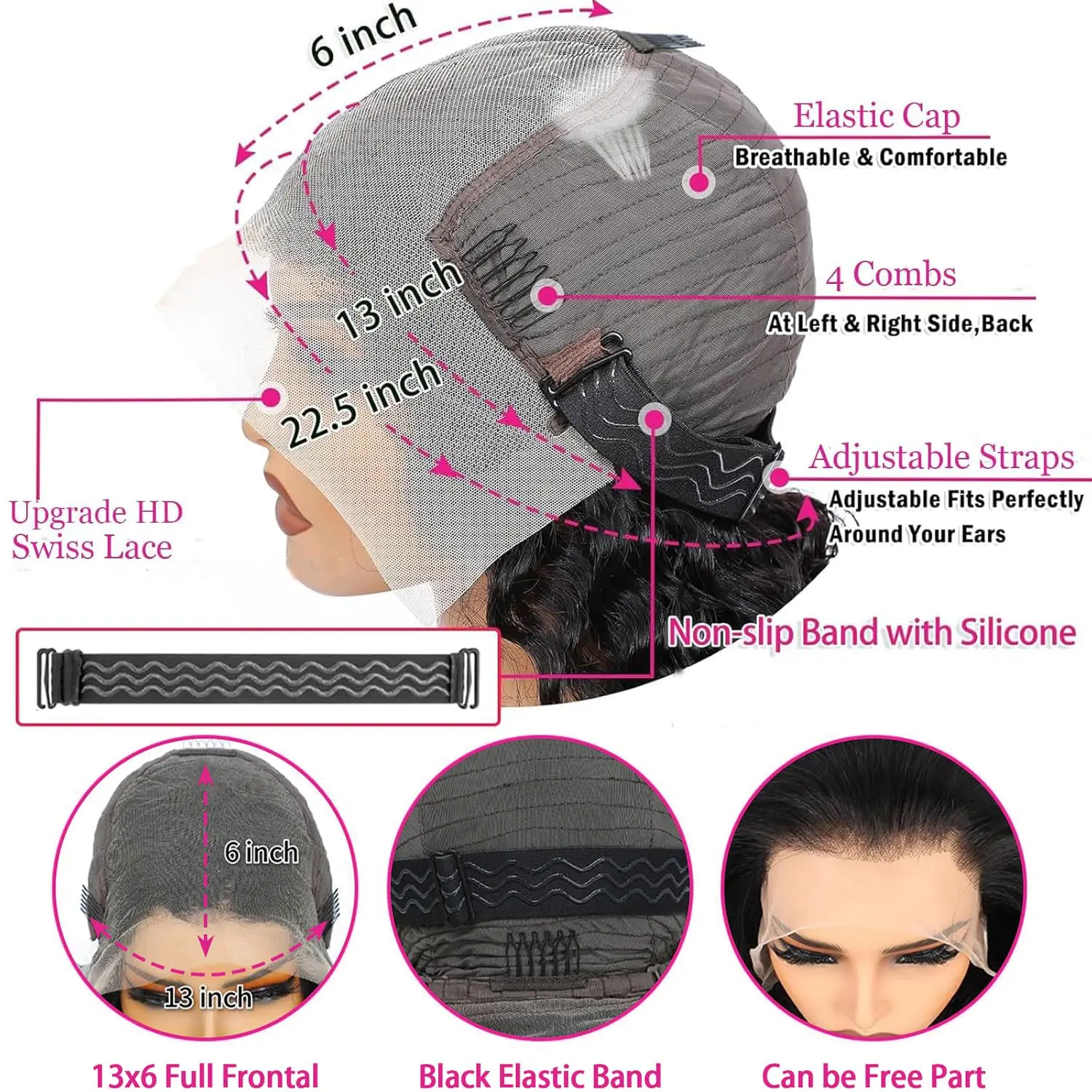 40 42 بوصة موجة عميقة 13x6 Hd الدانتيل الجبهة باروكة من شعر طبيعي 200 الكثافة الطبيعية الأسود البرازيلي موجة المياه خصلات الشعر المستعار الإنسان للنساء #6