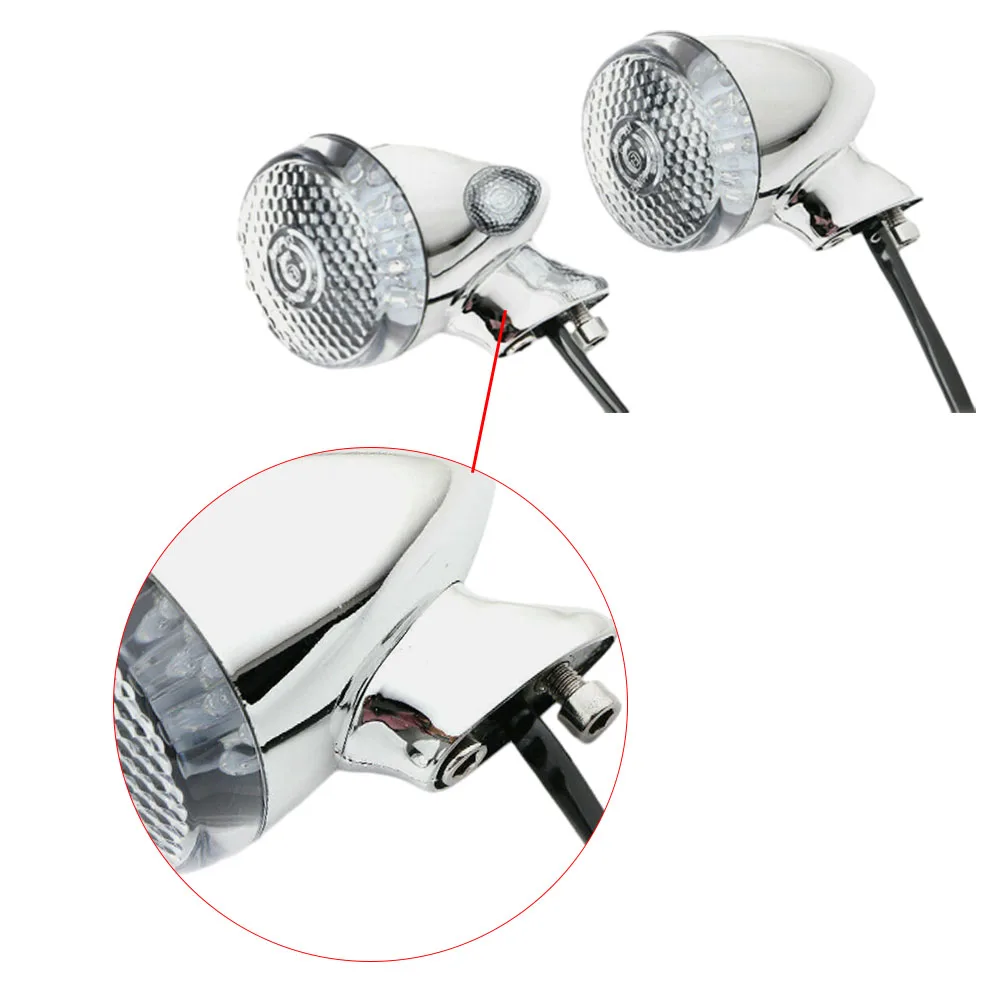 4Pcs Motorcycle Turn Signal Lights Front Rear Light 39mm Fork Clamp Universal For Harley Chrome and Black Housing Indicator Lamp
