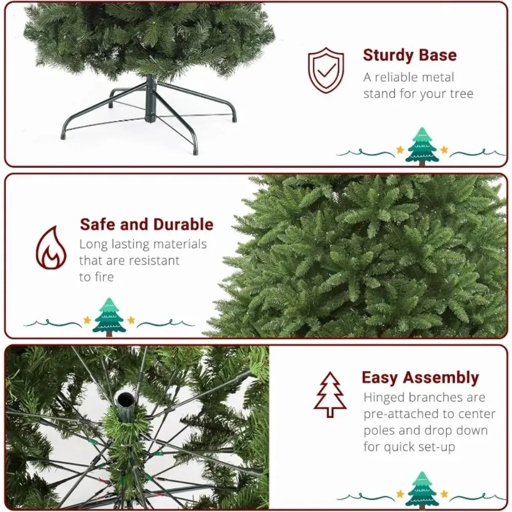 12ft Green Artificial Christmas Tree, Classic Spruce Tree with Sturdy Metal Stand for Home, Office, Party Festival Hol