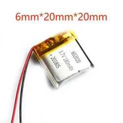 Rechargeable 3.7V 180mAh 602020 Lithium Polymer Ion Battery For MP3 Smart Watch Mobile Power Camera Power Bank Electric Toys DVD