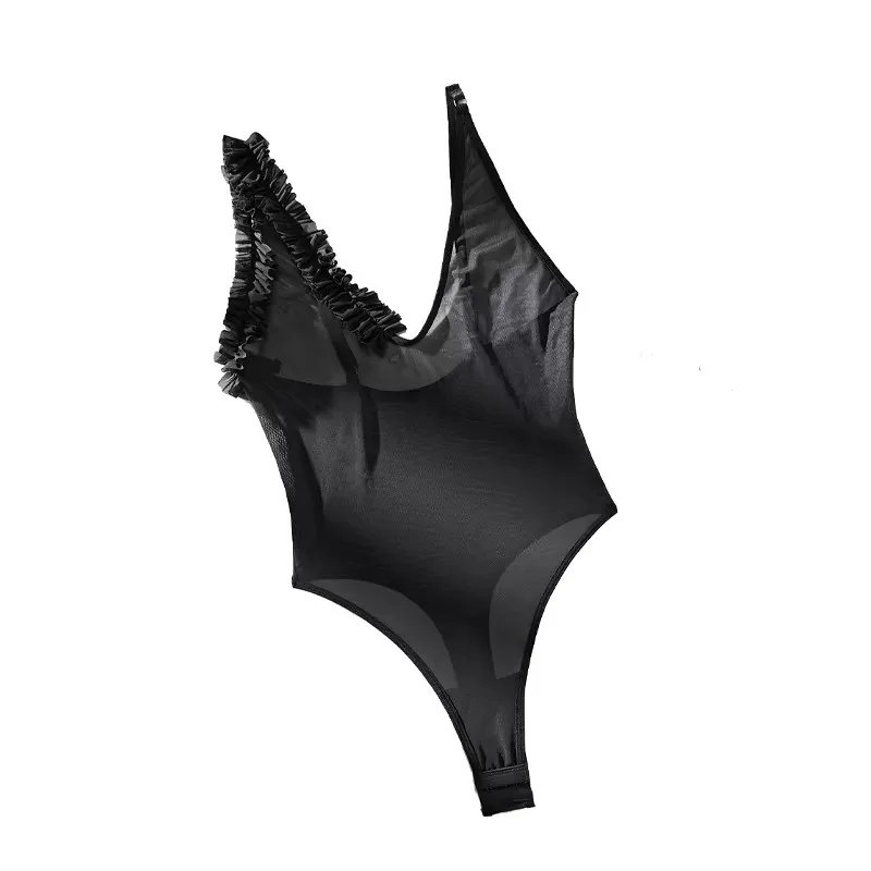 

MUZISKAT 2025 New Lingerie Sexy U-Neck See-Through Mesh Can Open Gear Erotic Jumpsuit Women Onlyfans