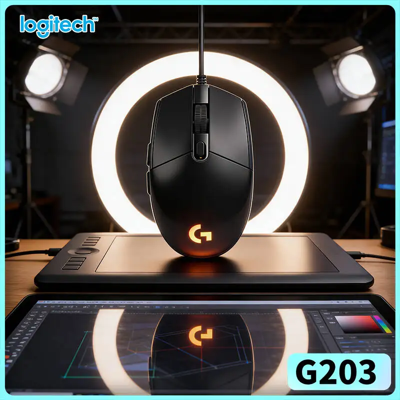 Logitech G203 wired gaming mouse performance‑oriented wired gaming mouse soft RGB backlight USB plug‑and‑play desktop pc
