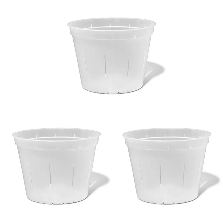 

Orchid Pot 10 inch Slotted Clear Plant Pots 3 Pack Crystal Clear